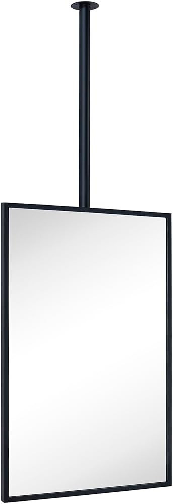 TEHOME Ceiling Mount Mirrors for bathrooms Suspend Black Metal Framed Rectangle ceil Mount Mirror... | Amazon (US)