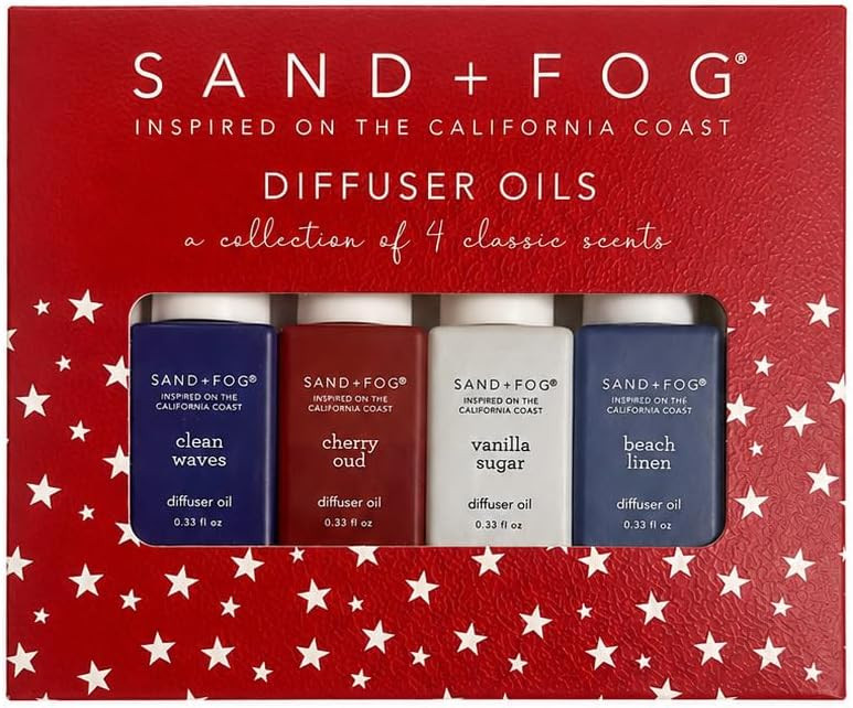 Sand + Fog Diffuser Oils Gift Set, 4 Pack, 0.33 fl oz Each (Clean Waves, Cherry, Vanilla, Beach L... | Amazon (US)