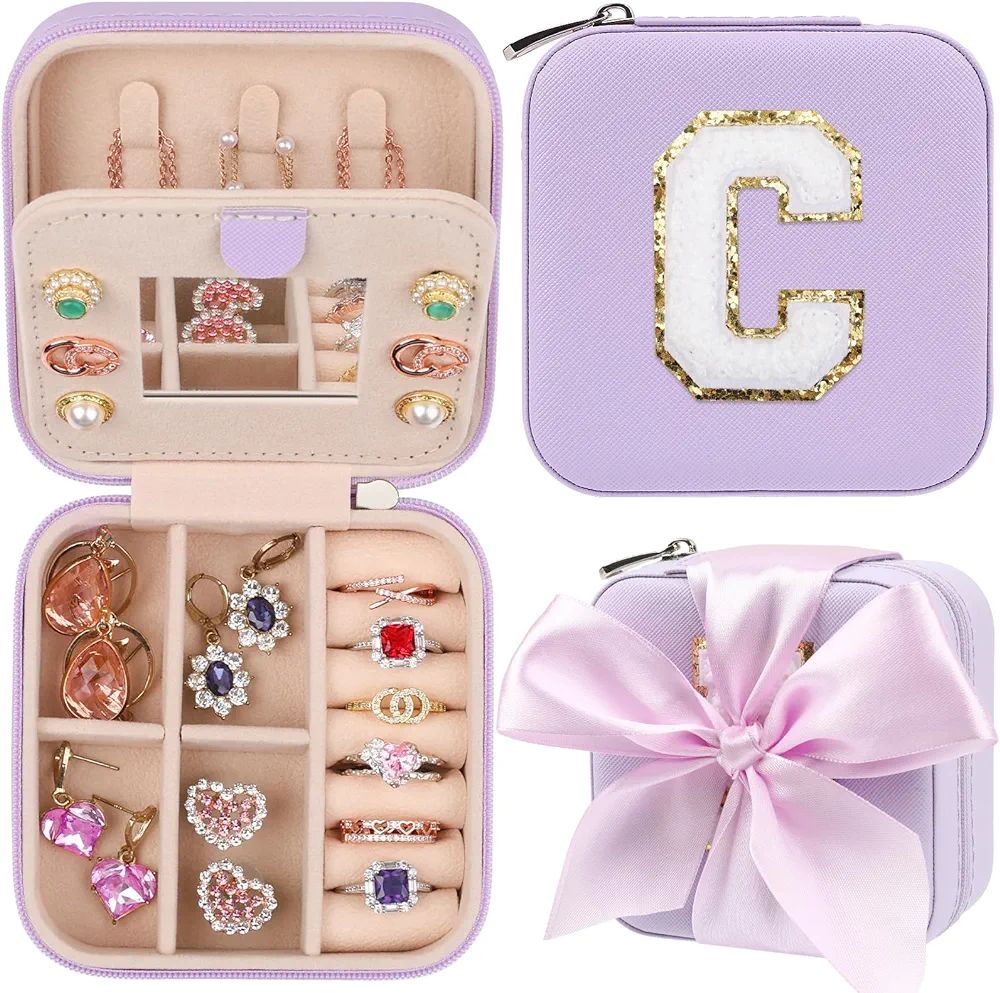 Travel Jewelry Case, Purple Travel Jewelry Box, Travel Jewelry Organizer, Travel Gifts for Women ... | Amazon (US)