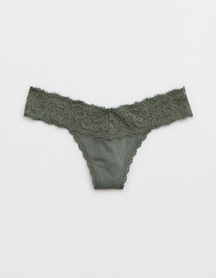 Aerie Cotton Eyelash Lace Thong Underwear | Aerie