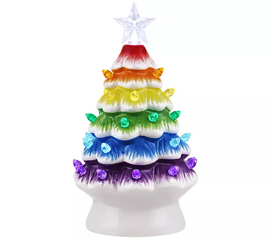 Mr. Christmas 7.5" Nostalgic Ceramic Rainbow Tree - QVC.com | QVC