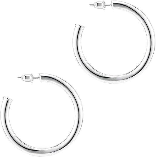 PAVOI 14K Gold Plated Hoop Earrings For Women | 3.5mm Thick Infinity Gold Hoops Women Earrings | ... | Amazon (US)
