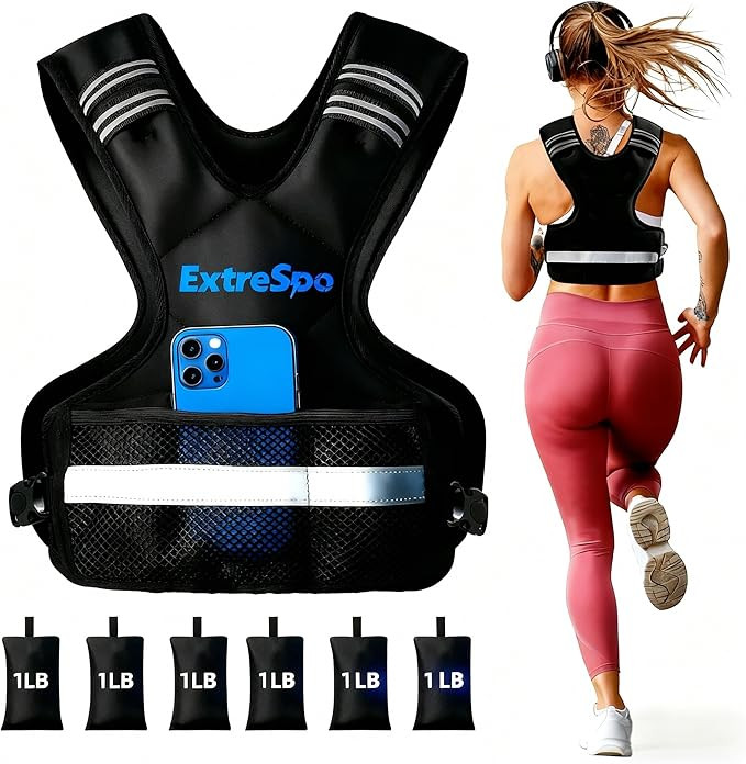 ExtreSpo Adjustable Weighted Vest for Women and Men, 4-10lb/11-20lb/20-32lb Weight Vest with 6 Ir... | Amazon (US)