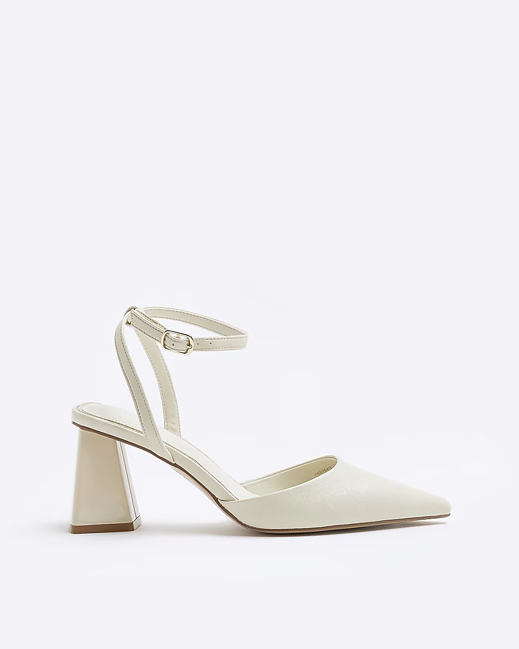 White sling back block heel court shoes | River Island (UK & IE)