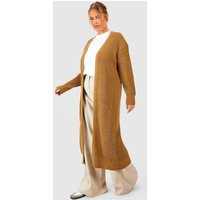 Womens Plus Longline Knitted Maxi Cardigan - Beige - 16, Beige | Boohoo.com (UK & IE)