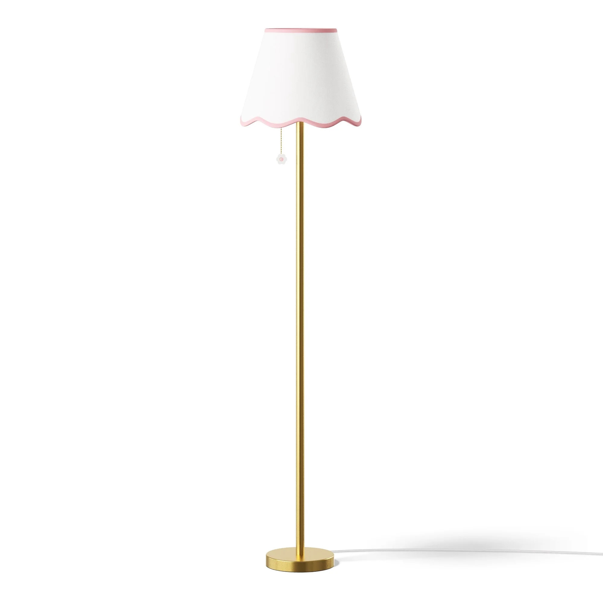 Mainstays Kids 58" Antique Brass Daisy Floor Lamp with White Scalloped Shade | Walmart (US)