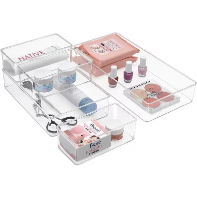 Sorbus Clear Narrow Drawer Organizer 5-Piece Set, Multi-Purpose Bins for Makeup, Vanity Organizat... | Target