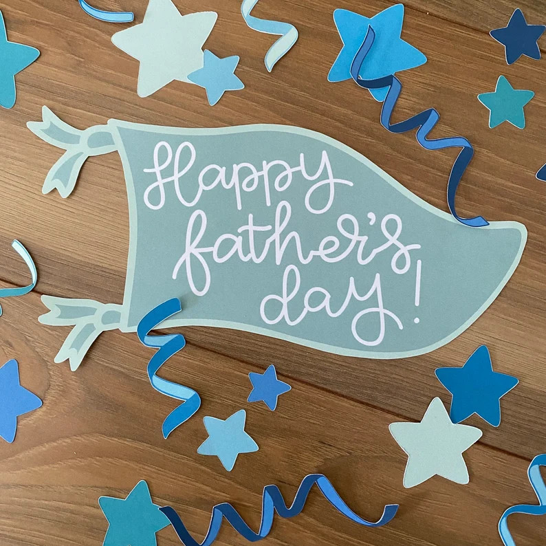 Happy Father's Day Pennant, Printable Dad Card, Father's Day Banner, Fathers Day Card, Fathers Da... | Etsy (Global)