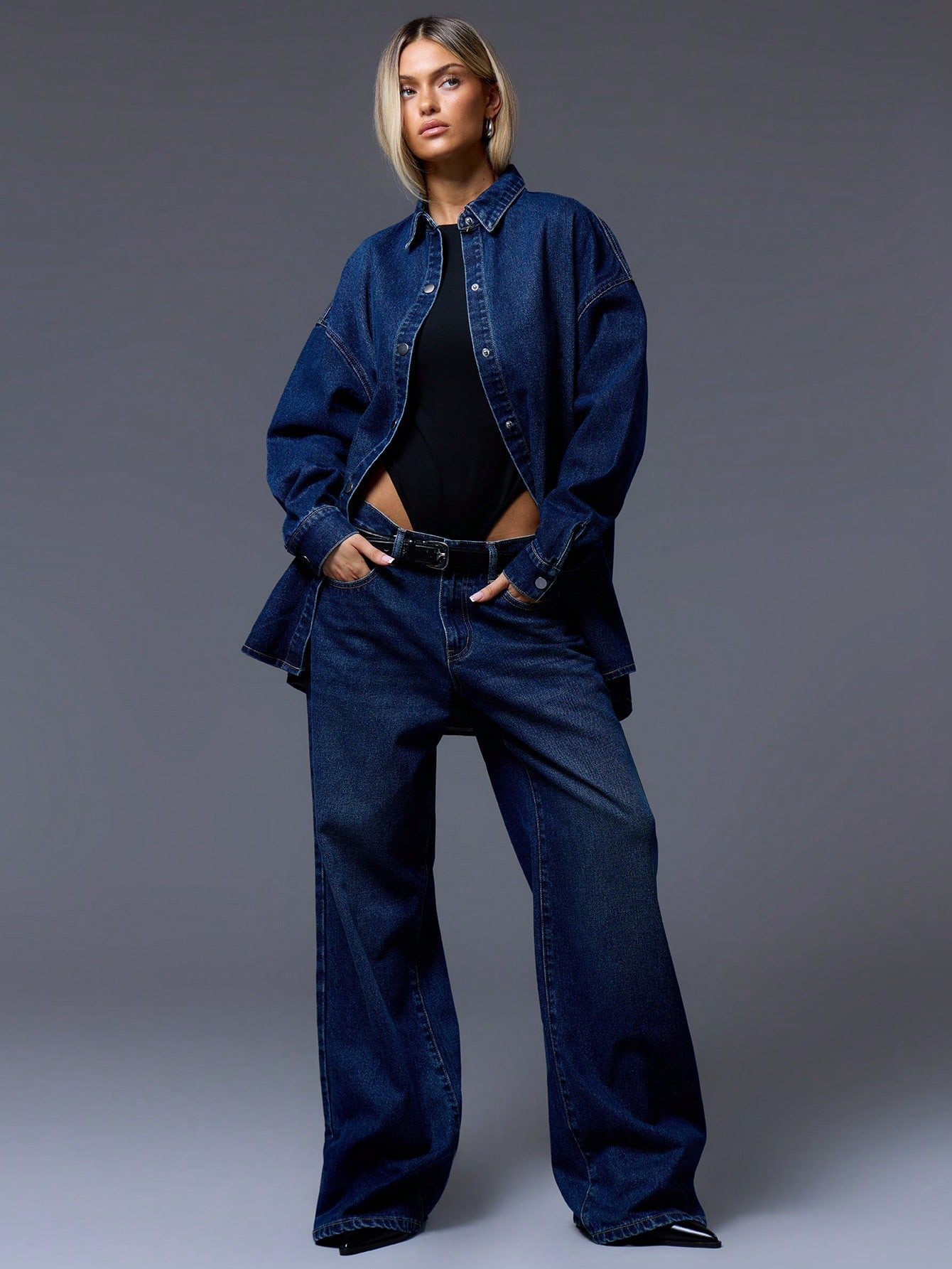 MUSERA Wide Leg Popper Side Jeans | SHEIN USA | SHEIN