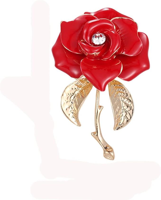 Rose Gold Flower Brooch Black and White Rose Petals Brooches & Pins for Women | Amazon (US)