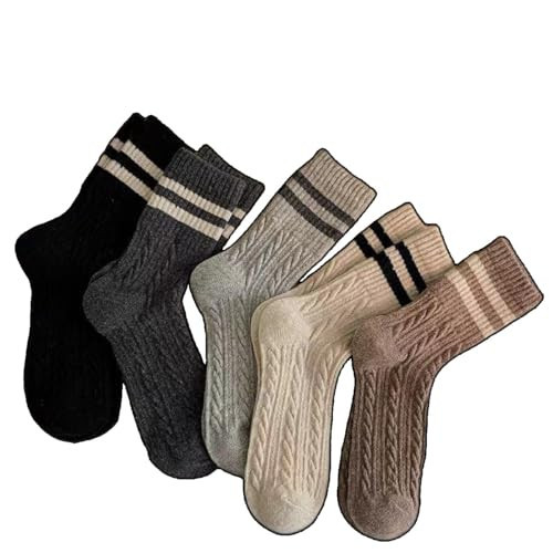 CazDopaM Novelty Socks For Women Striped Retro Crew Socks Sporty Calf Socks Casual Cotton Socks Women (5-pairs b,Acrylic) | Amazon (US)