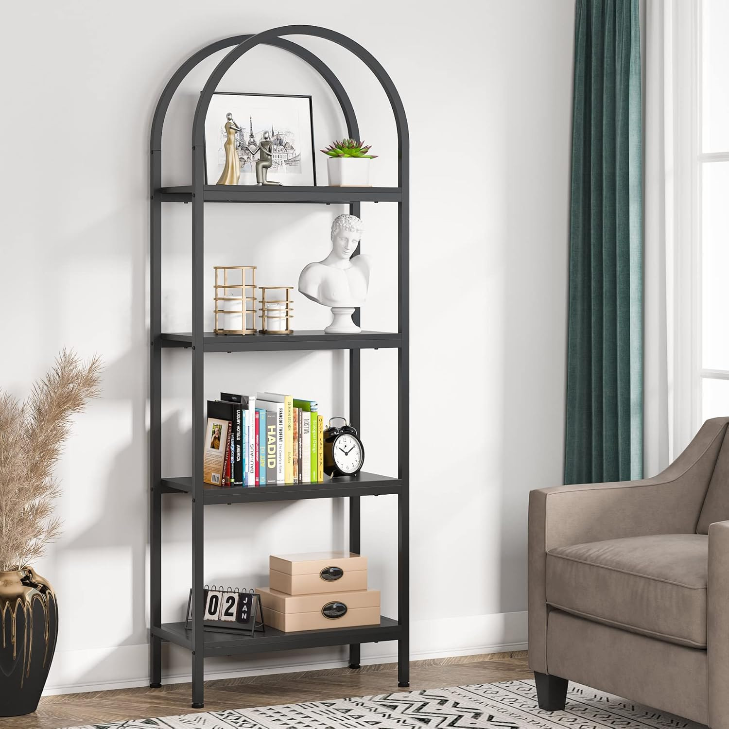 Amazon.com: Tribesigns 4-Tier Open Bookshelf, 70.8" Wood Bookcase Storage Shelves with Metal Fram... | Amazon (US)