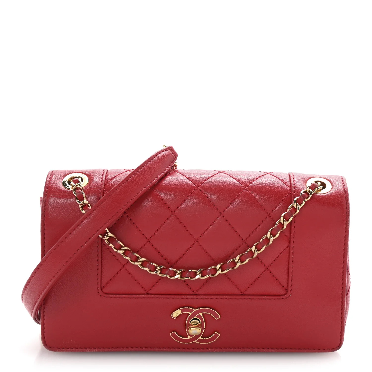 Sheepskin Quilted Medium Vintage Mademoiselle Flap Red | FASHIONPHILE (US)