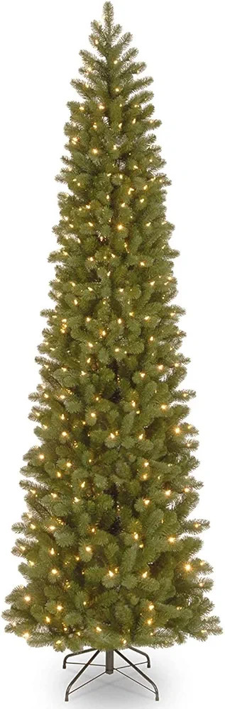 Amazon.com: National Tree Company Pre-Lit 'Feel Real' Artificial Slim Downswept Christmas Tree, G... | Amazon (US)