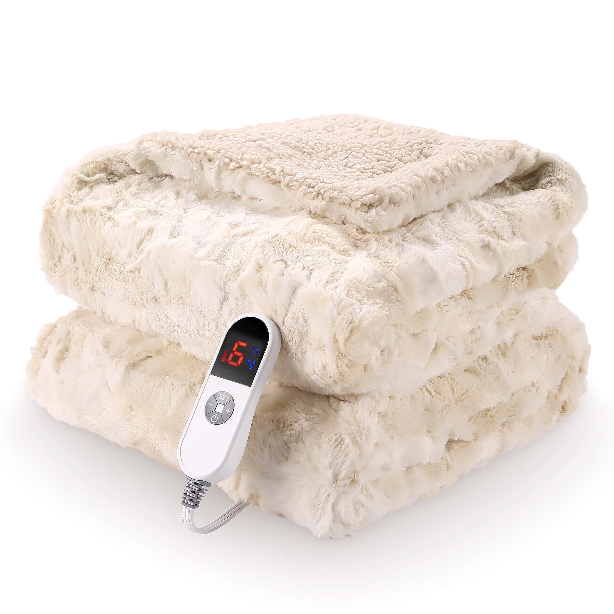 MARNUR Electric Throw Blanket 50" x 60", Soft Faux Fur Heated Throw Blanket with Large LED Displa... | Walmart (US)
