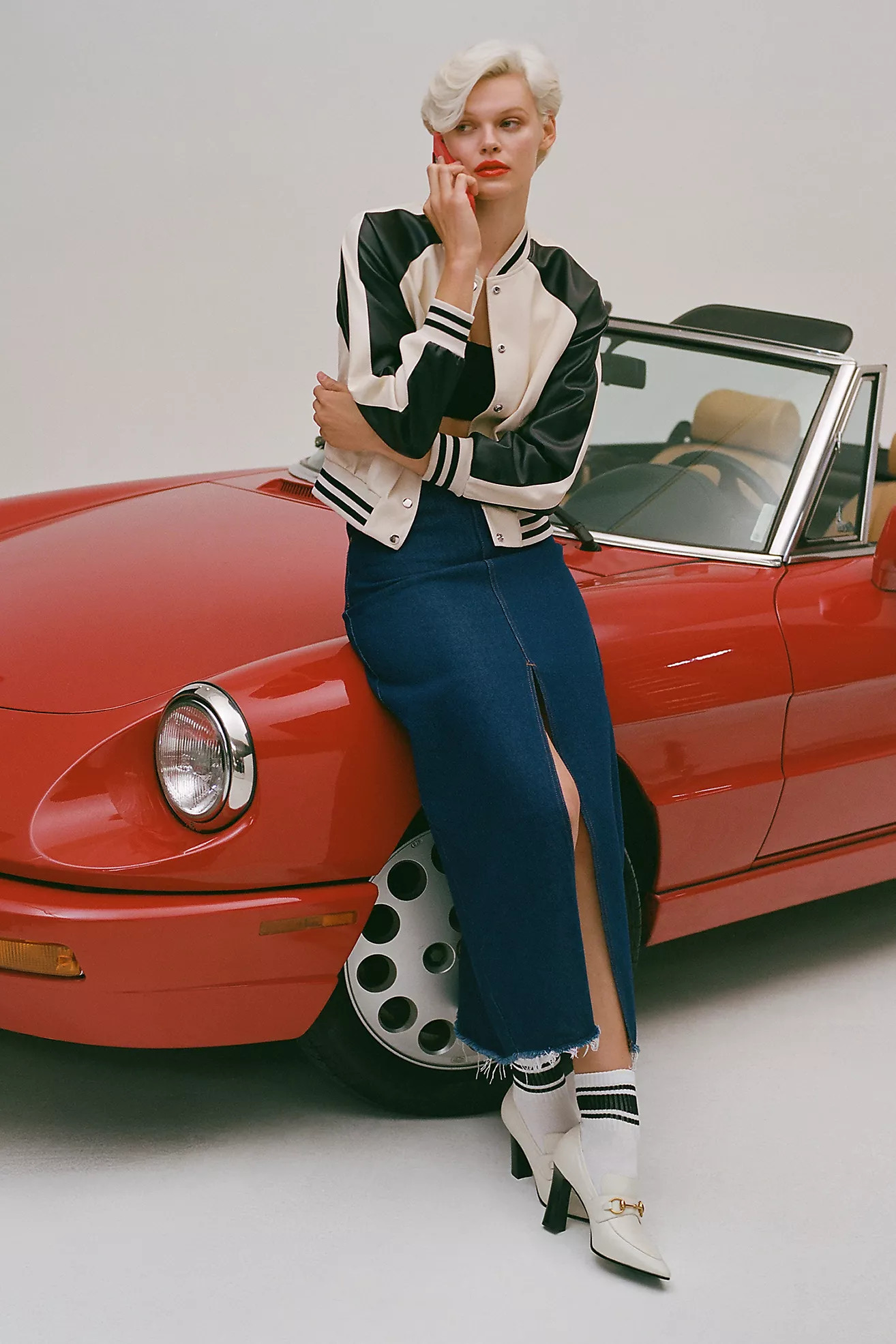 The Madi Front-Slit Denim Skirt by Pilcro | Anthropologie (US)