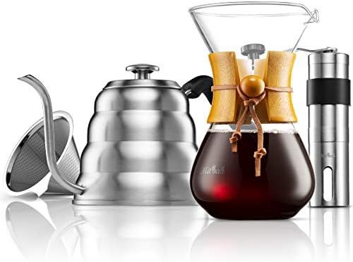 MITBAK Pour Over Coffee Maker Set | Kit Includes 40 OZ Gooseneck Kettle with Thermometer, Coffee Mil | Amazon (US)