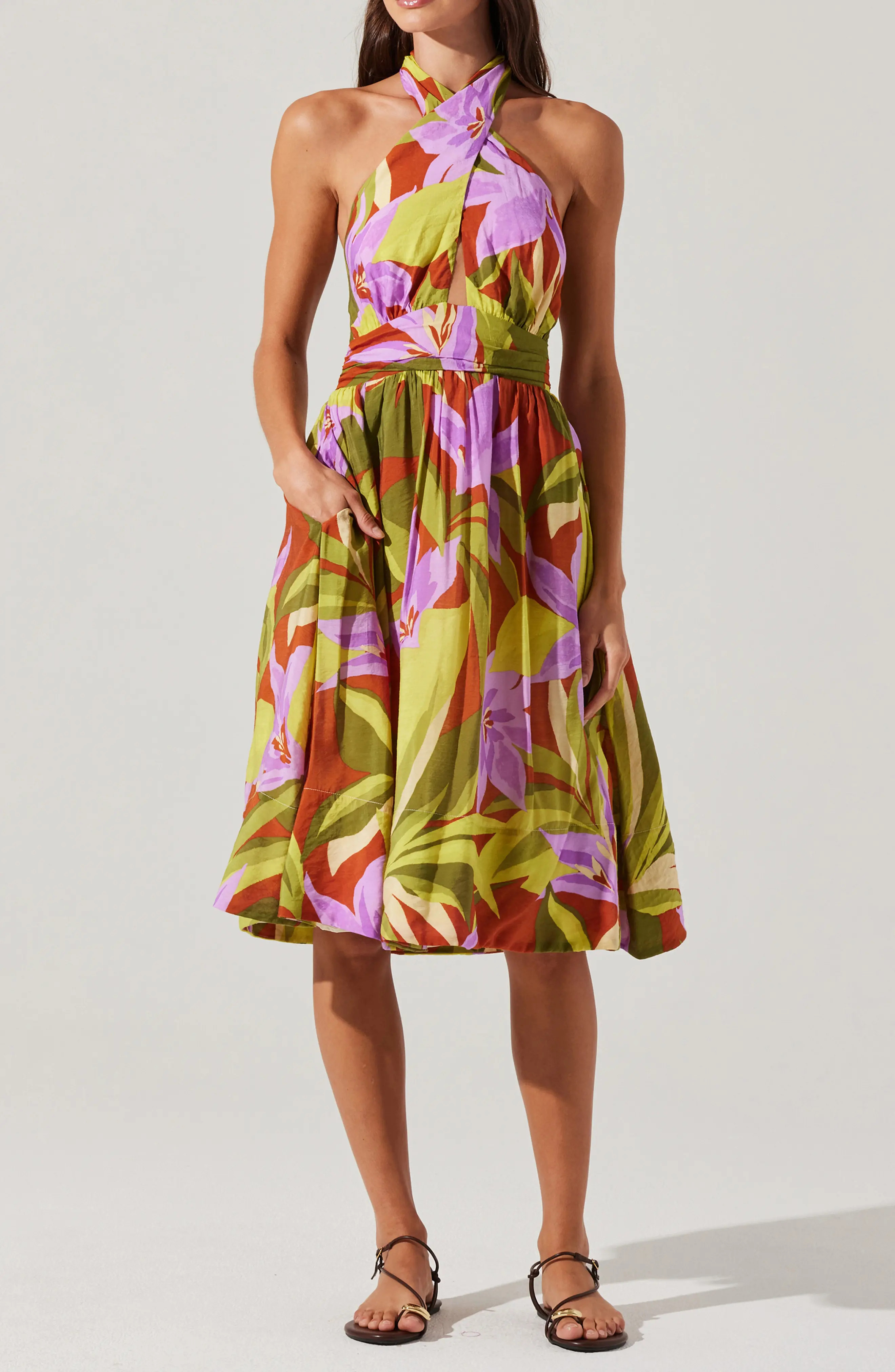 Kalia Floral Halter Neck Dress (Women) | Nordstromrack | Nordstrom Rack