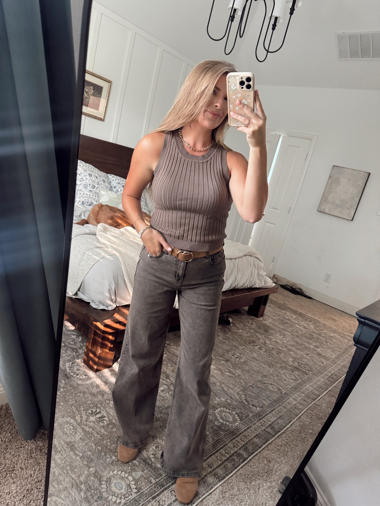 Carly Jean top and bottoms! Wearing size 5 jeans and medium top. Obsessed with this ribbed tank  

#LTKSeasonal #LTKFallSale