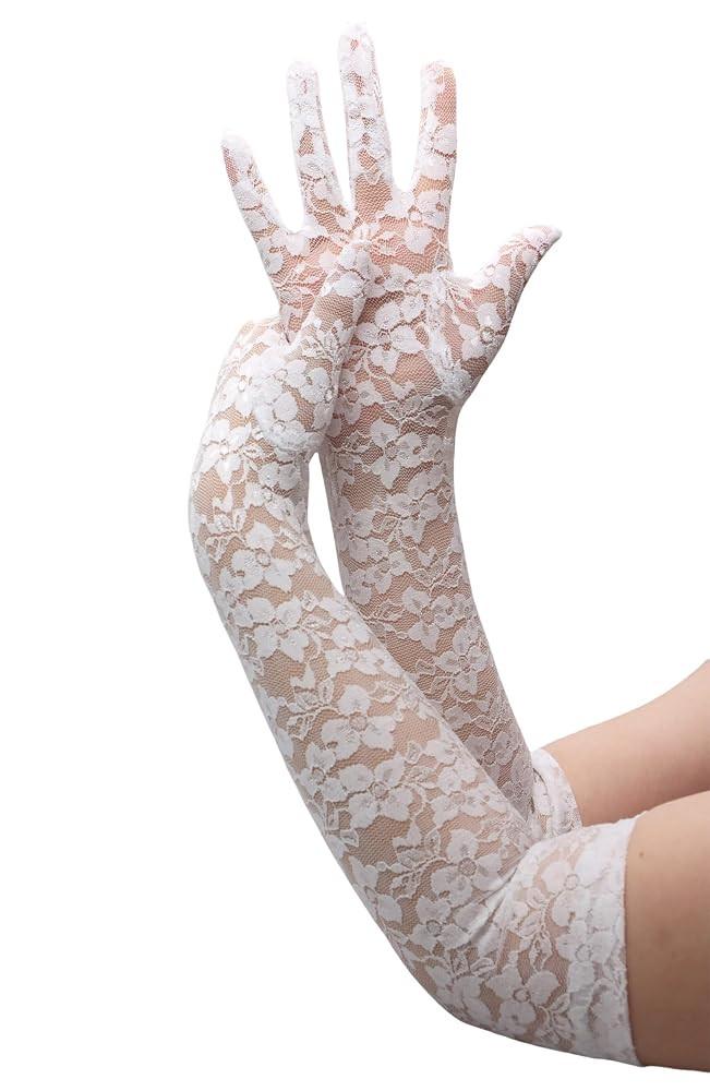 ATHX Lace Opera Tea Party Gloves for Women 19" Length Elegant Floral Bridal Wedding Prom Long Glo... | Amazon (US)