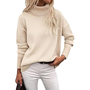 Zeagoo Women's Turtleneck Sweater 2026 Fall Winter Chunky Knitted Pullover High Low Hem Trendy Ba... | Amazon (US)