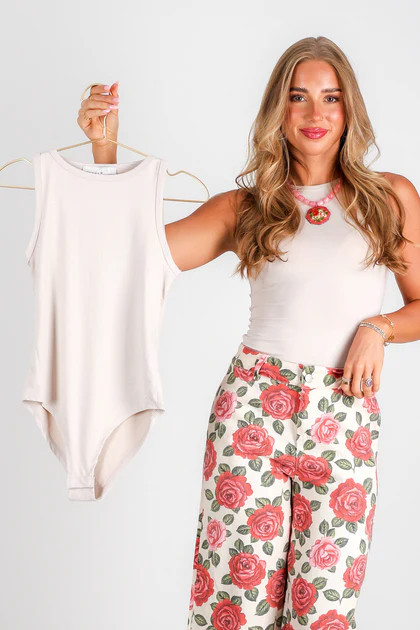 Keeping It Cool Sand Beige Sleeveless Bodysuit | The Willow Tree