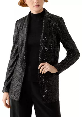 DKNY Women's Sequin Jacket, Black, 6 | Belk
