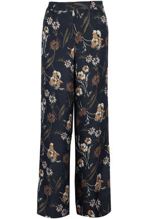 Derek Lam 10 Crosby Woman Floral-print Matelassé Silk-blend Wide-leg Pants Black Size 2 | The Outnet US