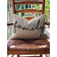 Burlap Pillow - Family Shabby Chic, Farmhouse Decor Down Insert Included | Etsy (US)