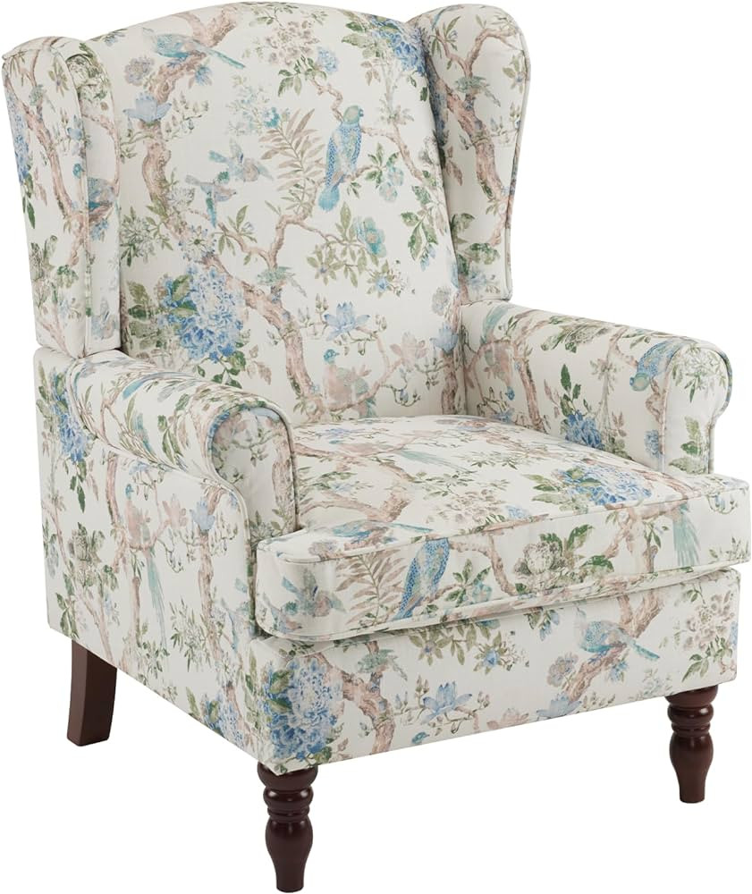 MELLCOM Floral Accent Chair, High Back Upholstered Armchair with Solid Legs, Leisure Single Sofa ... | Amazon (US)