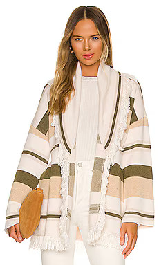 Tularosa Atlas Blanket Stripe Fringe Cardigan in Neutral Stripe from Revolve.com | Revolve Clothing (Global)