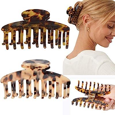 Big Claw Hair Clips 3.8 Inch Tortoise Banana Hair Clips for Women Girls Thin Hair French Design C... | Amazon (US)