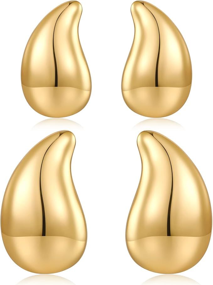MUYAN Waterdrop Earrings for Women,Chunky Gold Silver Drop Earrings Fashion Jewelry Gift | Amazon (US)