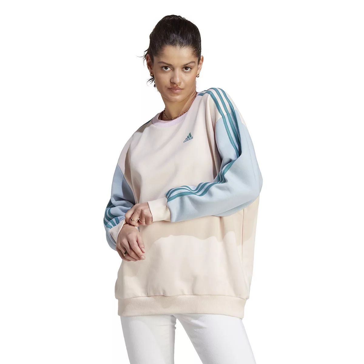 Womens adidas Essentials 3-Stripes Oversized Fleece Sweatshirt | Kohl's