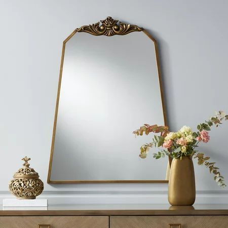 Noble Park Crown Top Vanity Wall Mirror Vintage Gold Geometric Metal Frame 25 3/4 Wide for Bathroom  | Walmart (US)