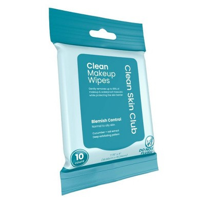 Clean Skin Club Makeup Facial Cleansing Wipes Blemish Control - 10ct | Target