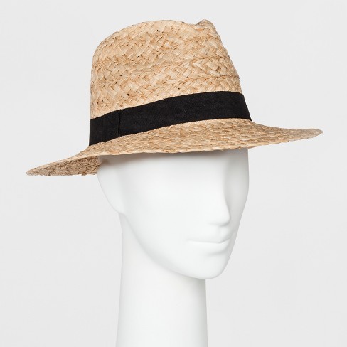 Women's Raffia Panama Hat with Black Band - Universal Thread™ Tan | Target