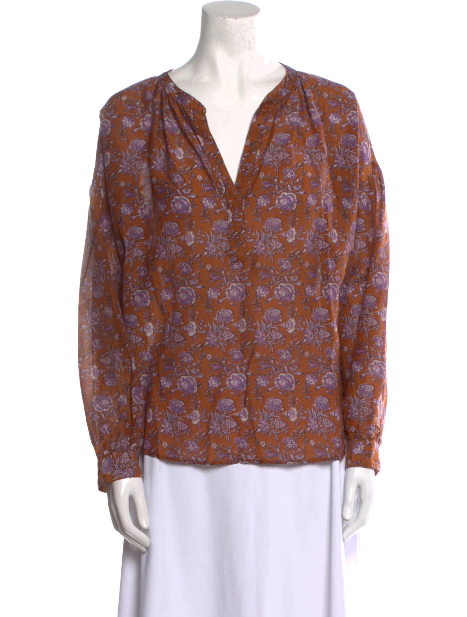 Floral Print V-Neck Blouse | The RealReal