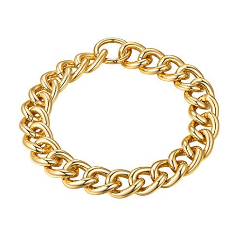 GOLDCHIC JEWELRY Chunky Choker Chain Necklace For Women, 23mm Short Chain Choker Cuban Link Necklace, Chunky Chain Necklace 18” (Gold) | Amazon (US)