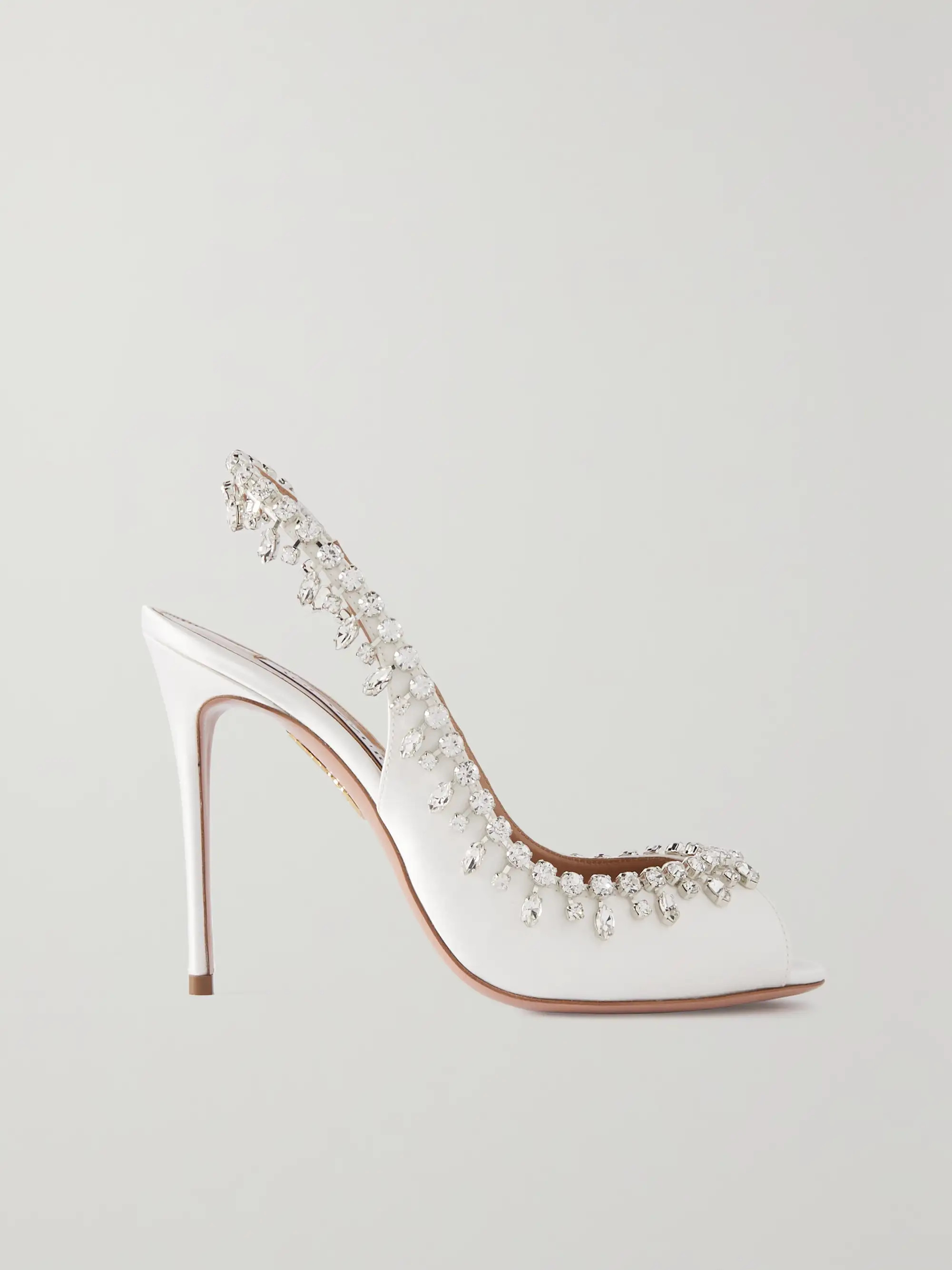 Temptation 105 crystal-embellished satin slingback sandals | NET-A-PORTER (UK & EU)