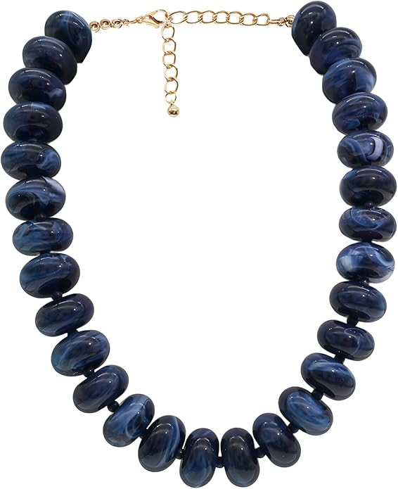 Chunky Beaded Necklace for Women Large Big Bead Choker Necklaces Trendy Boho Bold Statement Beads... | Amazon (US)