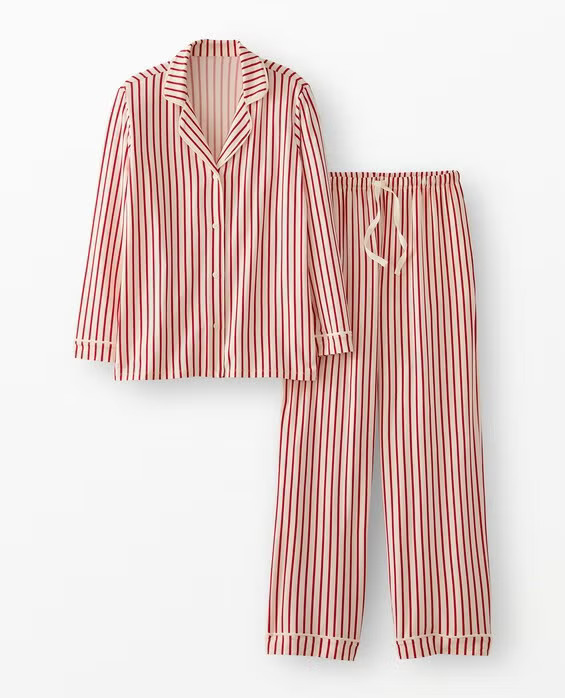 Women's Ribbon Red & Ecru Long Sleeve HannaSoft™ Pajama Set - Size Adult XXS by Hanna Andersson | Hanna Andersson
