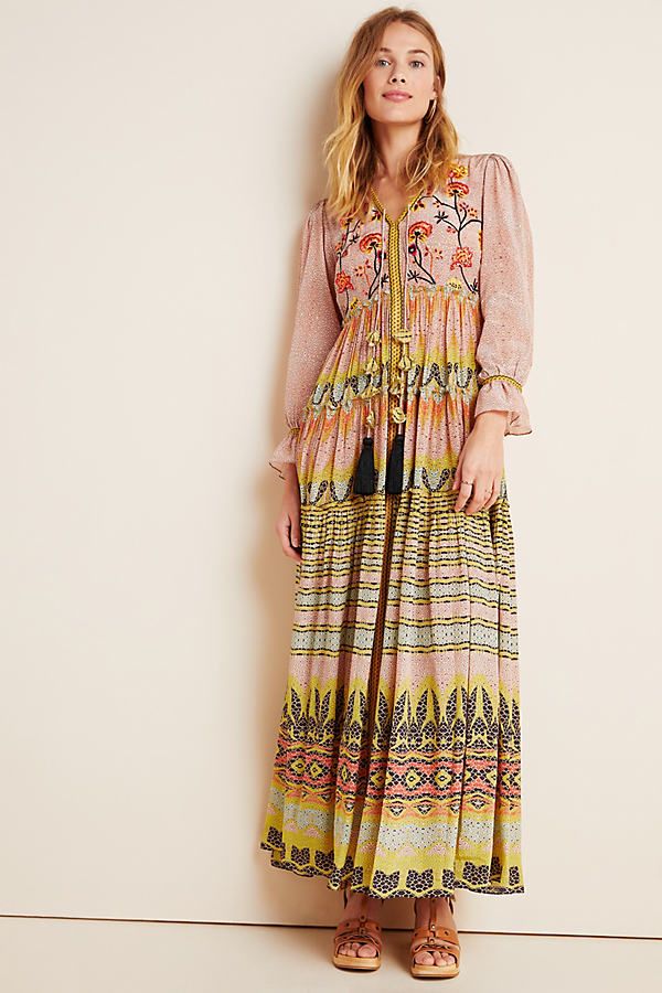 Giorgia Embroidered Maxi Dress By Bhanuni by Jyoti in Assorted Size 2 | Anthropologie (US)