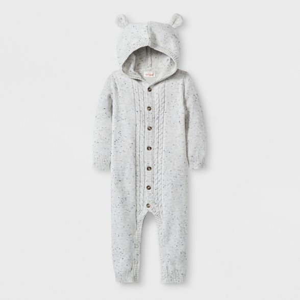 Baby Boys' Nep Bear Hood Romper - Cat & Jack™ Heather Gray | Target