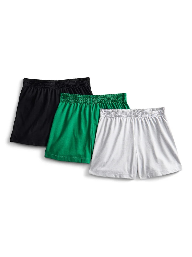 Wonder Nation Girls Kid Tough Knit Shorts, 3-Pack, Sizes 4-18 & Plus | Walmart (US)