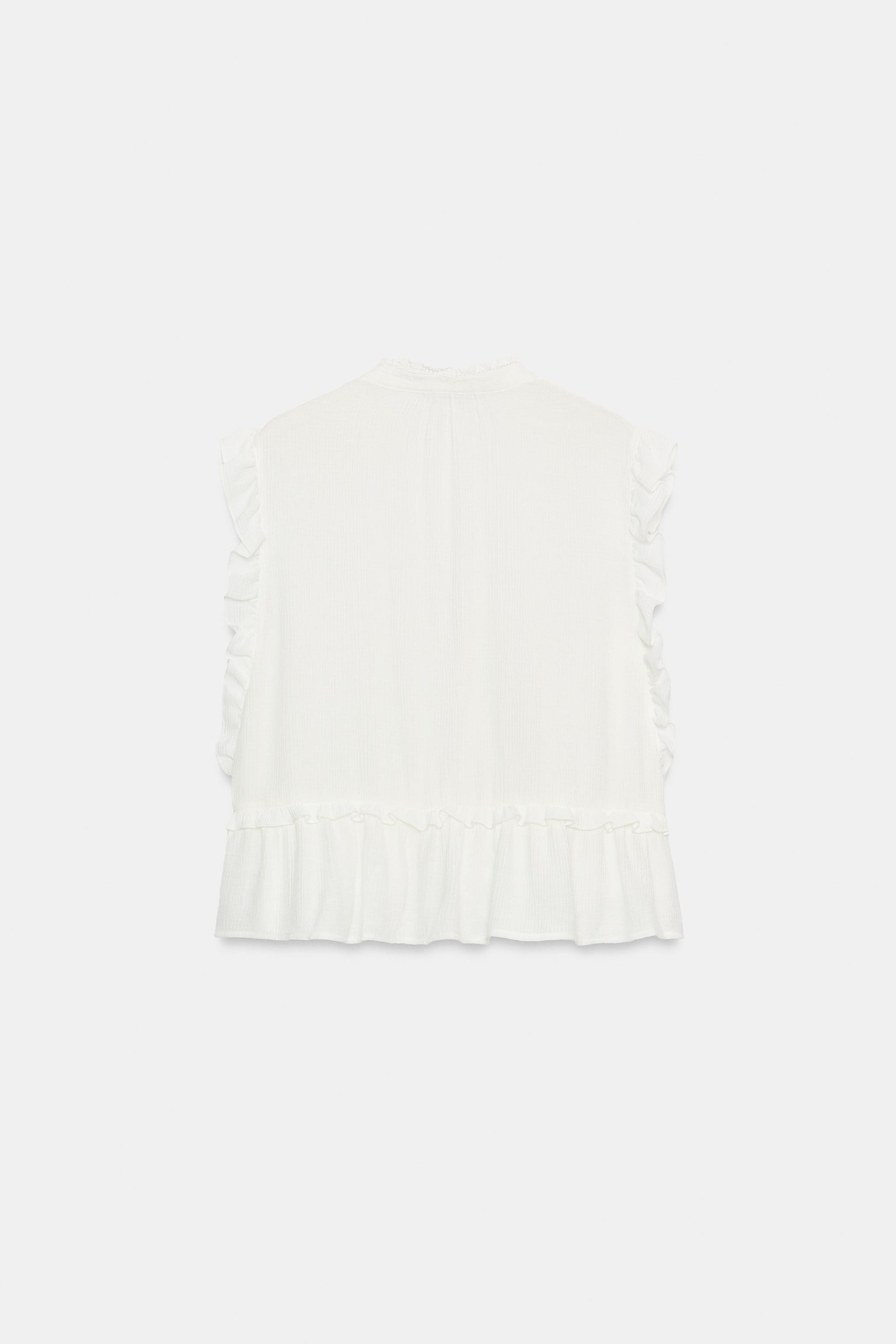 EMBROIDERED RUFFLE TOP | Zara US