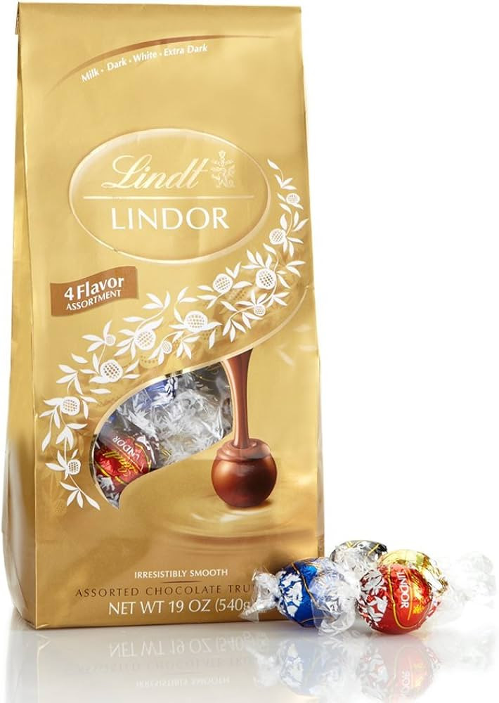 Lindt LINDOR 4 Flavors Assorted Truffles, 19 oz. Bag | Amazon (US)