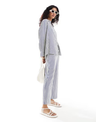 Stradivarius seersucker shirt & trouser co-ord in blue stripe  - MBLUE | ASOS (Global)