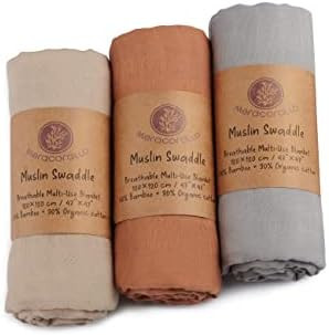 Meracorallo Muslin Swaddle Blanket Silky Soft Receiving Blanket Neutral Swaddle Wrap for Baby Boy... | Amazon (US)