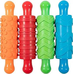 READY 2 LEARN Paint and Clay Texture Rollers - Set of 4 - Textured Dough Rolling Pins for Kids - ... | Amazon (US)